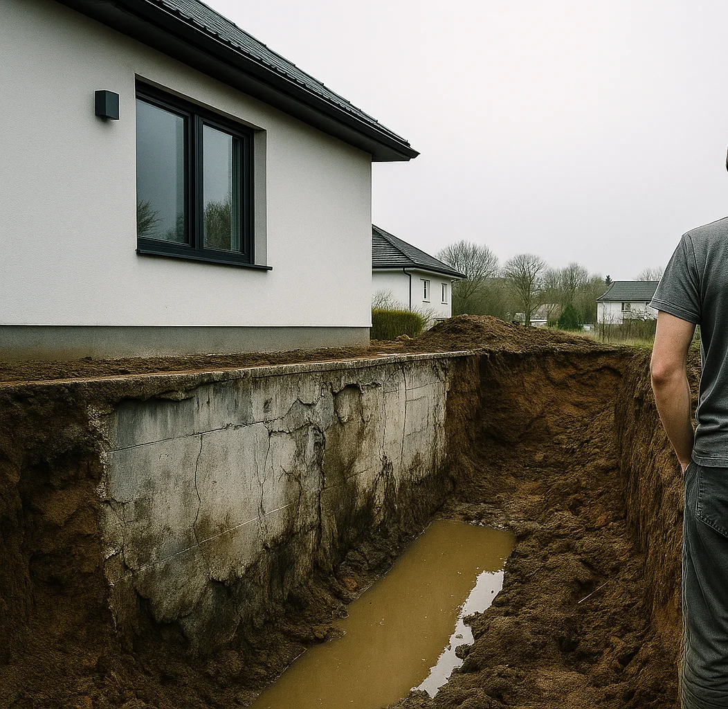 Fundație casă Baneasa înainte - infiltrații severe și umezeală