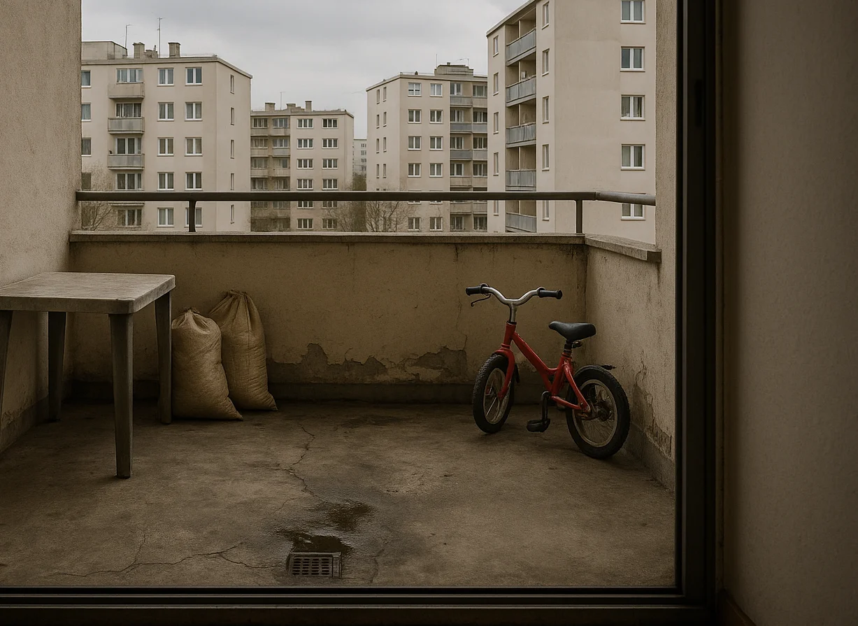 Balcon apartament Floreasca înainte - probleme scurgere și infiltrații